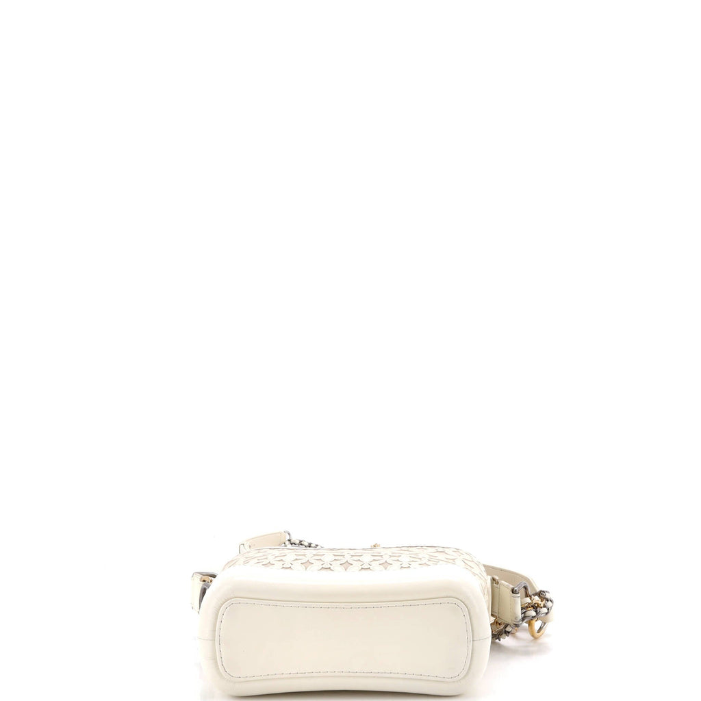 Gabrielle Hobo with Logo Handle Laser Cut Calfskin and Wool Felt Small
