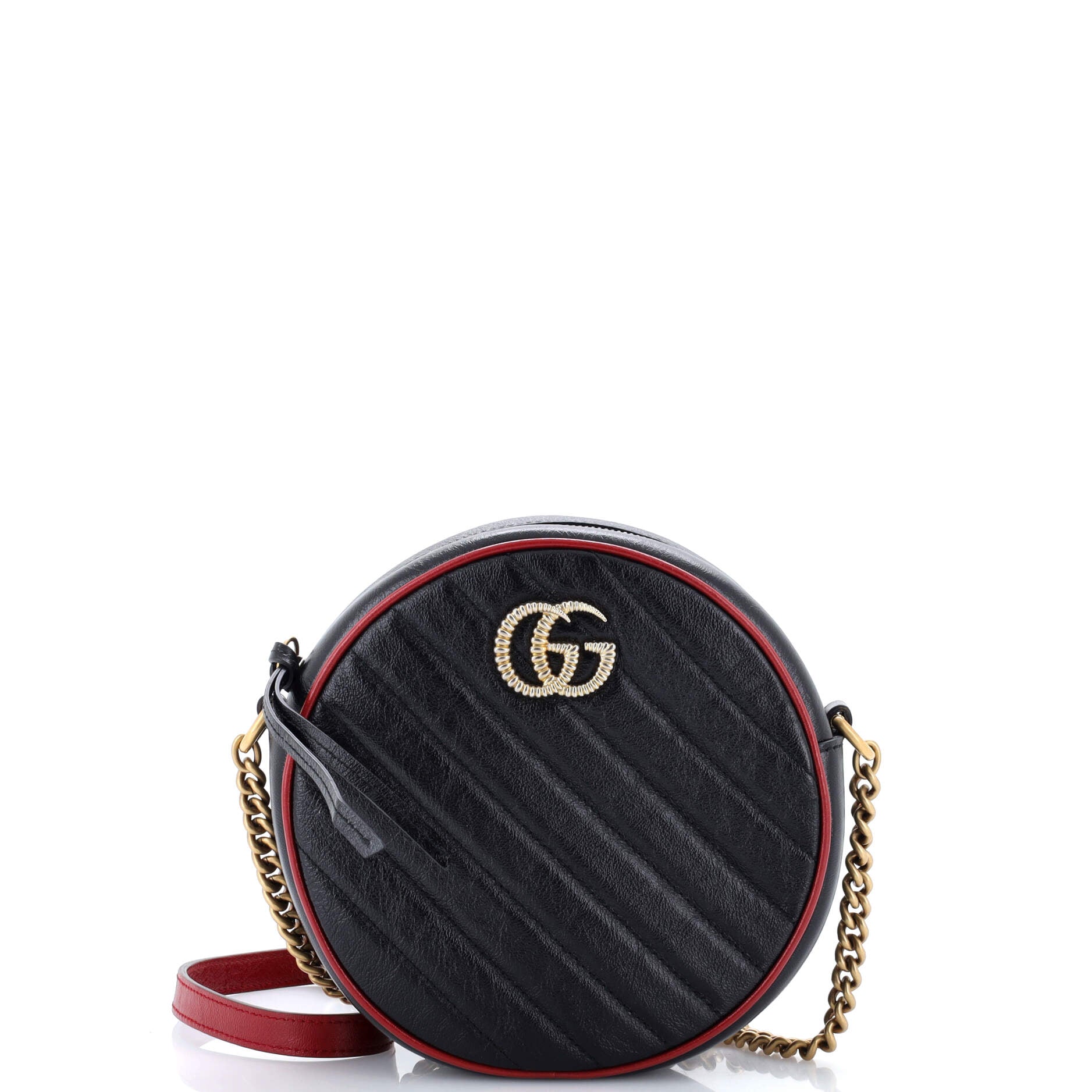 GG Marmont Round Shoulder Bag Diagonal Quilted Leather Mini