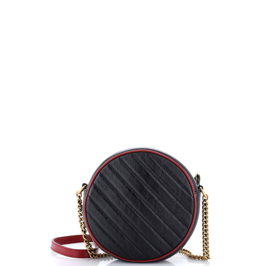 GG Marmont Round Shoulder Bag Diagonal Quilted Leather Mini
