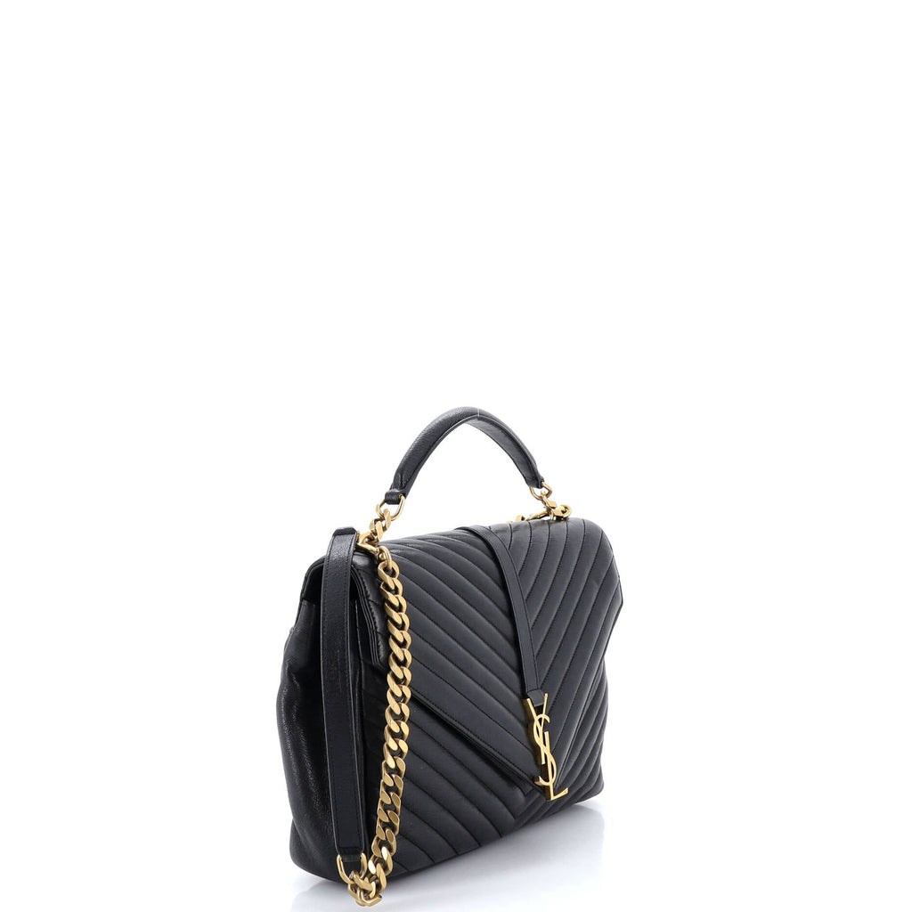 Classic Monogram College Bag Matelasse Chevron Leather Large