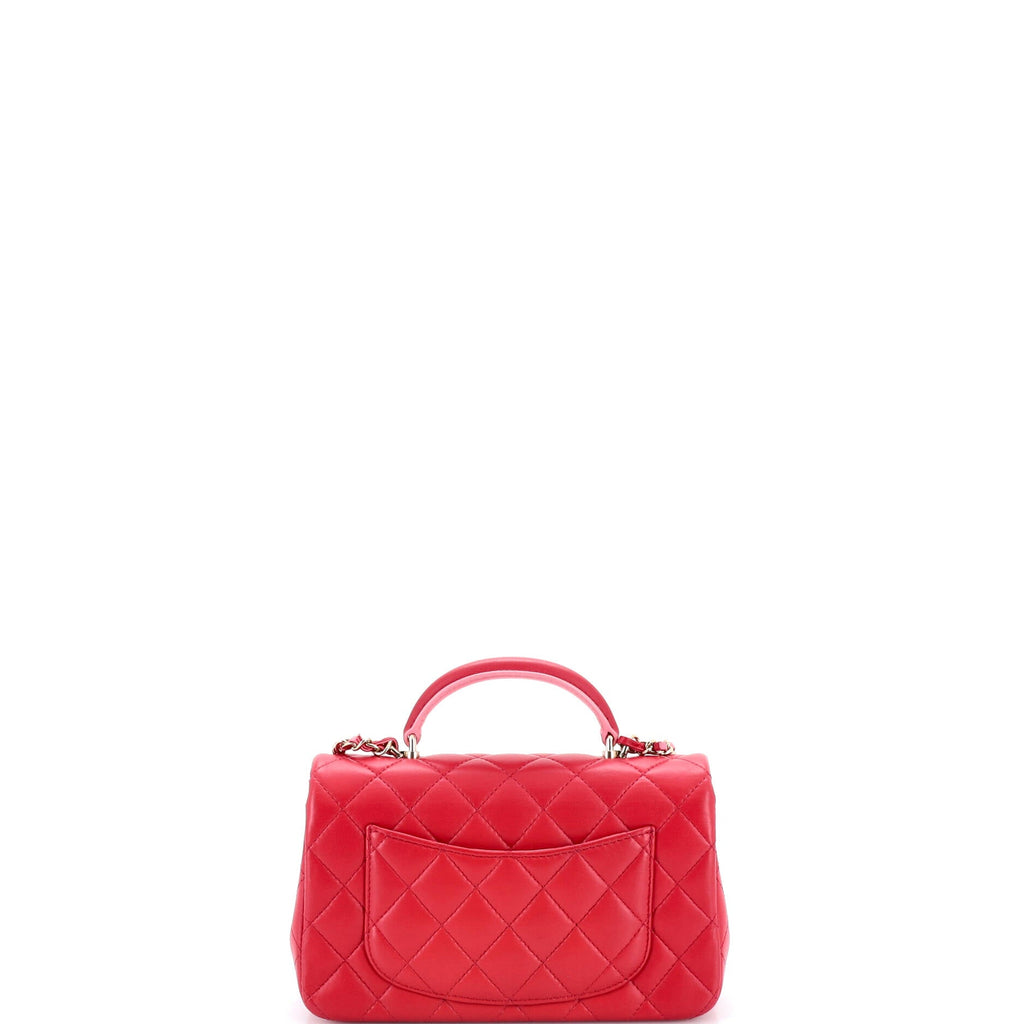 Classic Single Flap Top Handle Bag Quilted Lambskin Mini