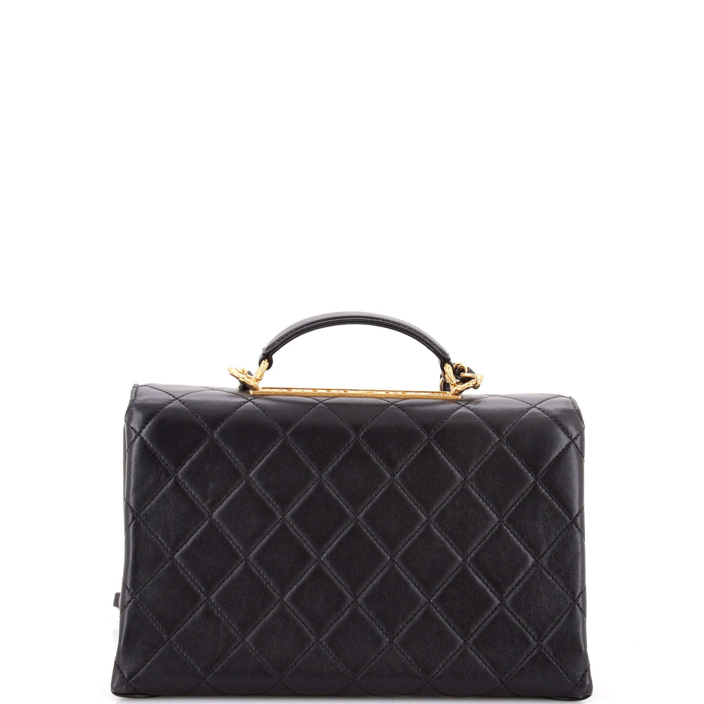 Trendy Spirit Top Handle Bag Quilted Lambskin Large