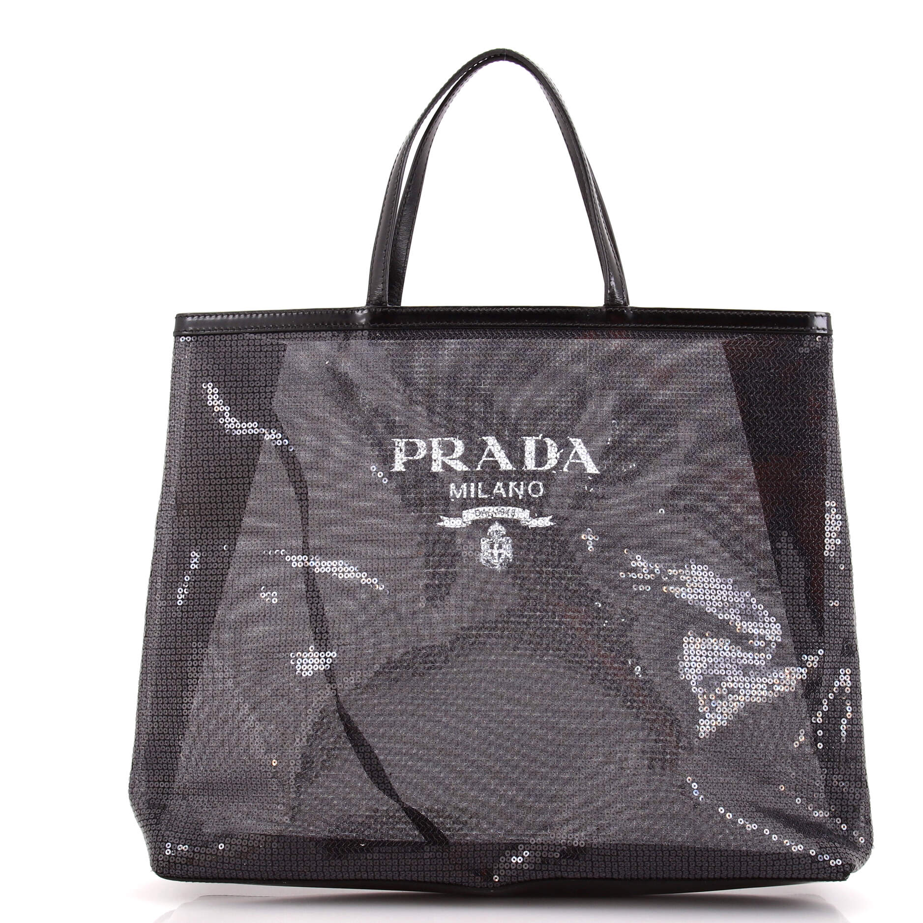 Logo Open Tote Sequined Mesh Large