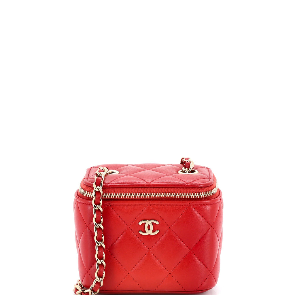 Classic Vanity Case with Chain Quilted Lambskin Mini