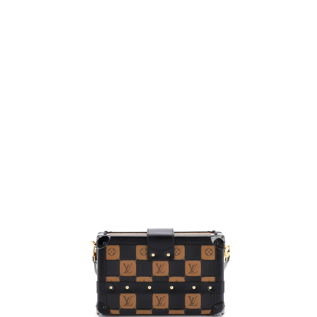 Petite Malle Handbag Damier Tressage Monogram Canvas and Leather