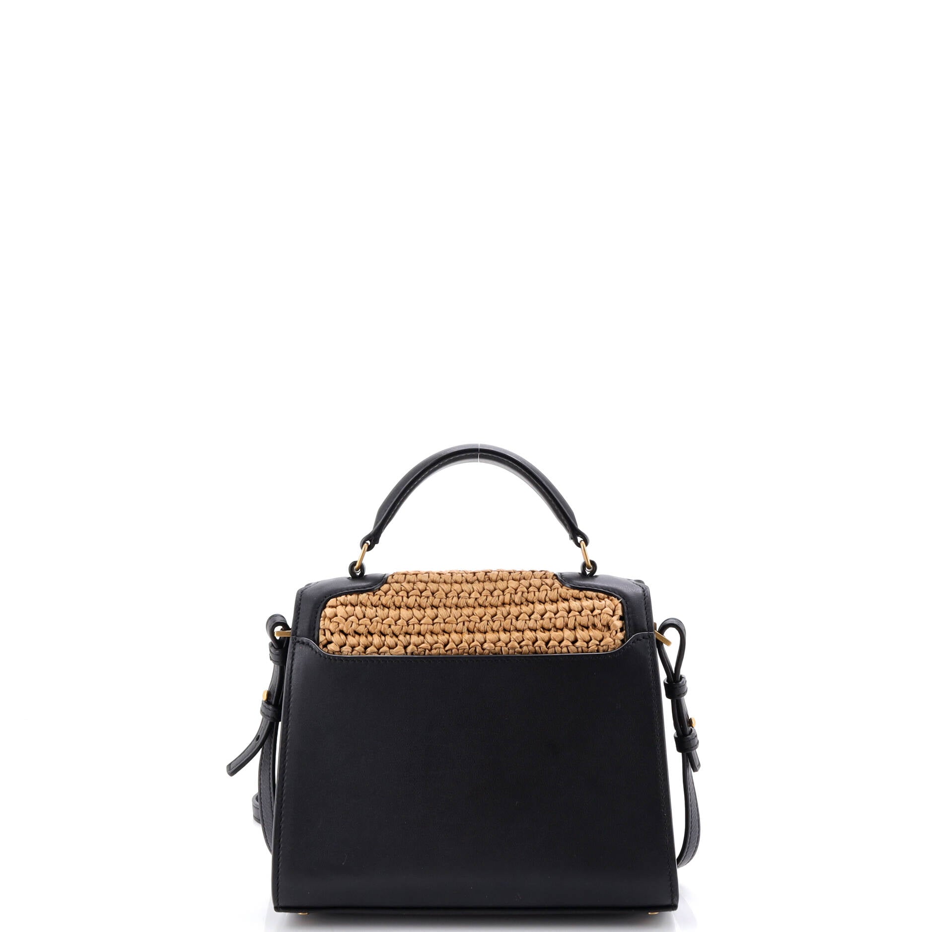 Cassandra Top Handle Bag Raffia with Leather Mini
