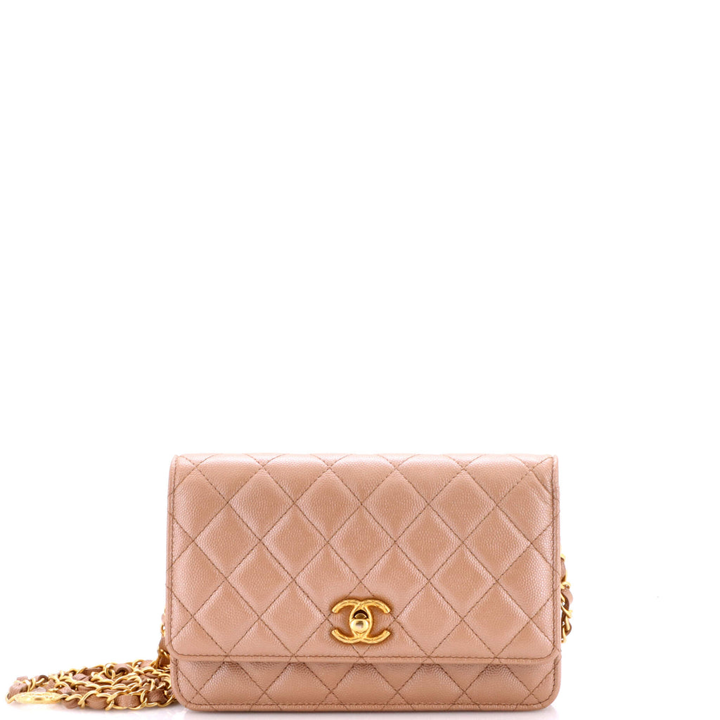 Fit For You Wallet on Chain Quilted Iridescent Caviar