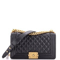 Boy Flap Bag Quilted Caviar Old Medium