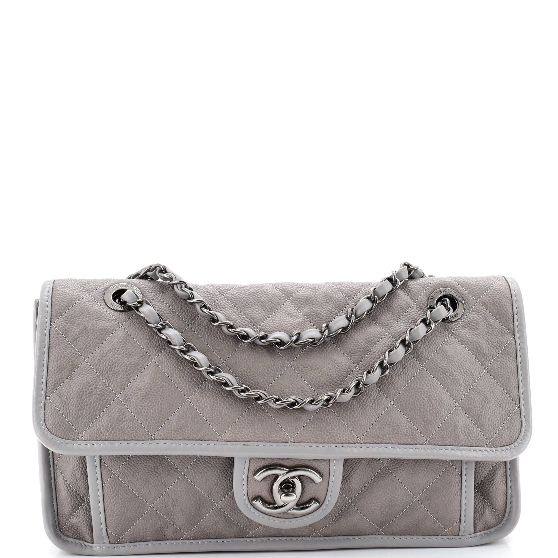 French Riviera Flap Bag Quilted Caviar Medium