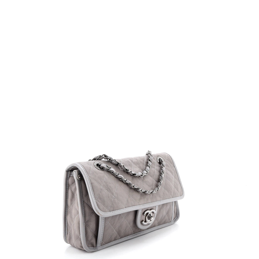 French Riviera Flap Bag Quilted Caviar Medium