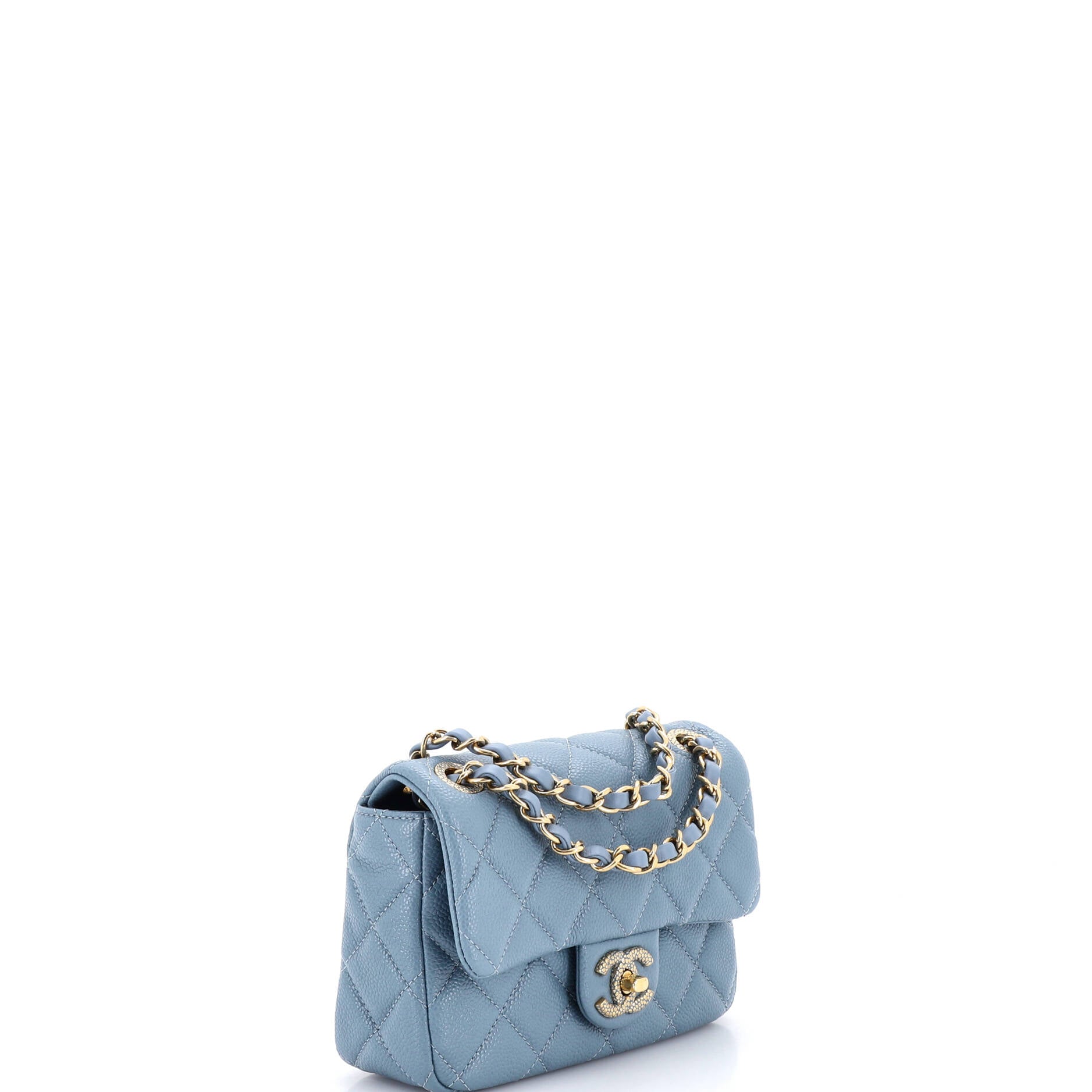 Textured CC Classic Single Flap Bag Quilted Caviar Mini