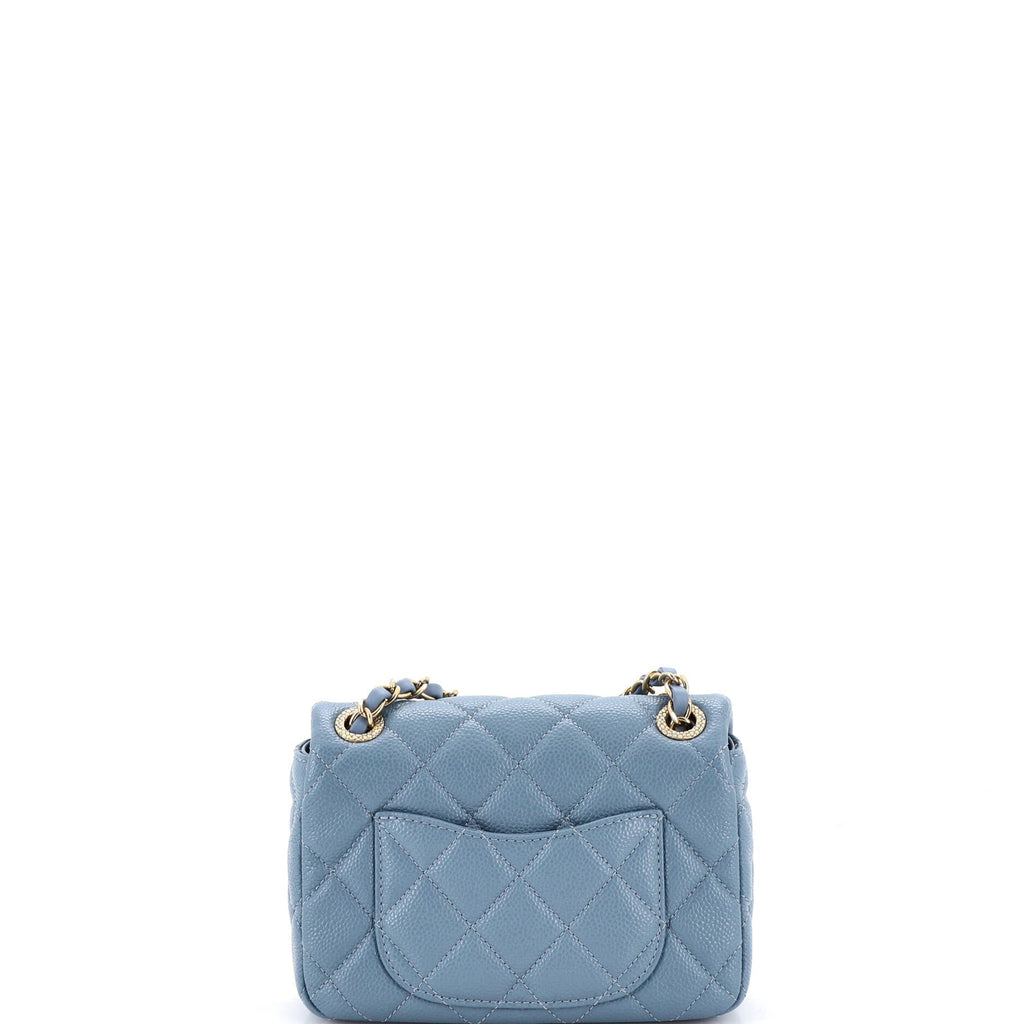Textured CC Classic Single Flap Bag Quilted Caviar Mini