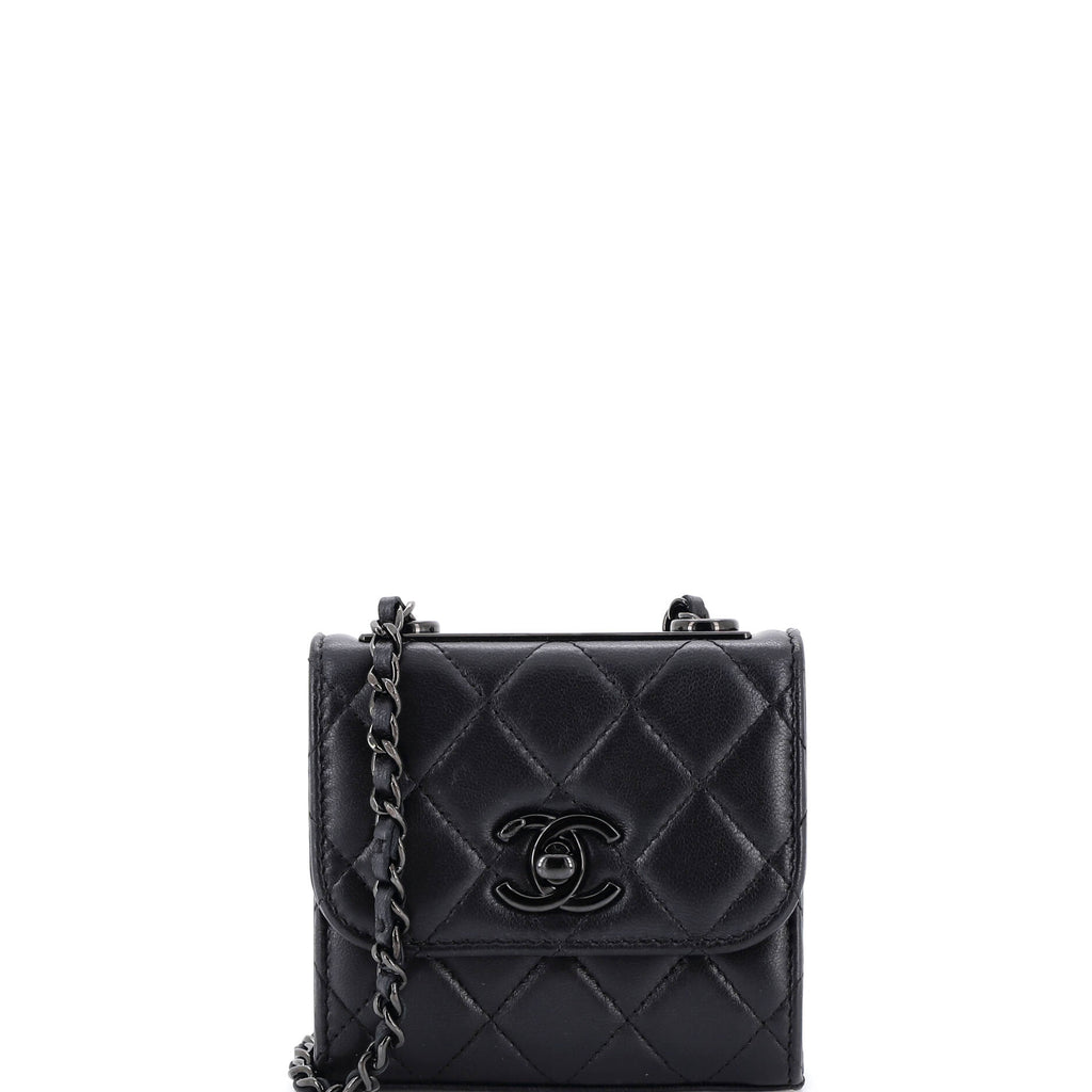 So Black Trendy CC Clutch with Chain Quilted Lambskin Small