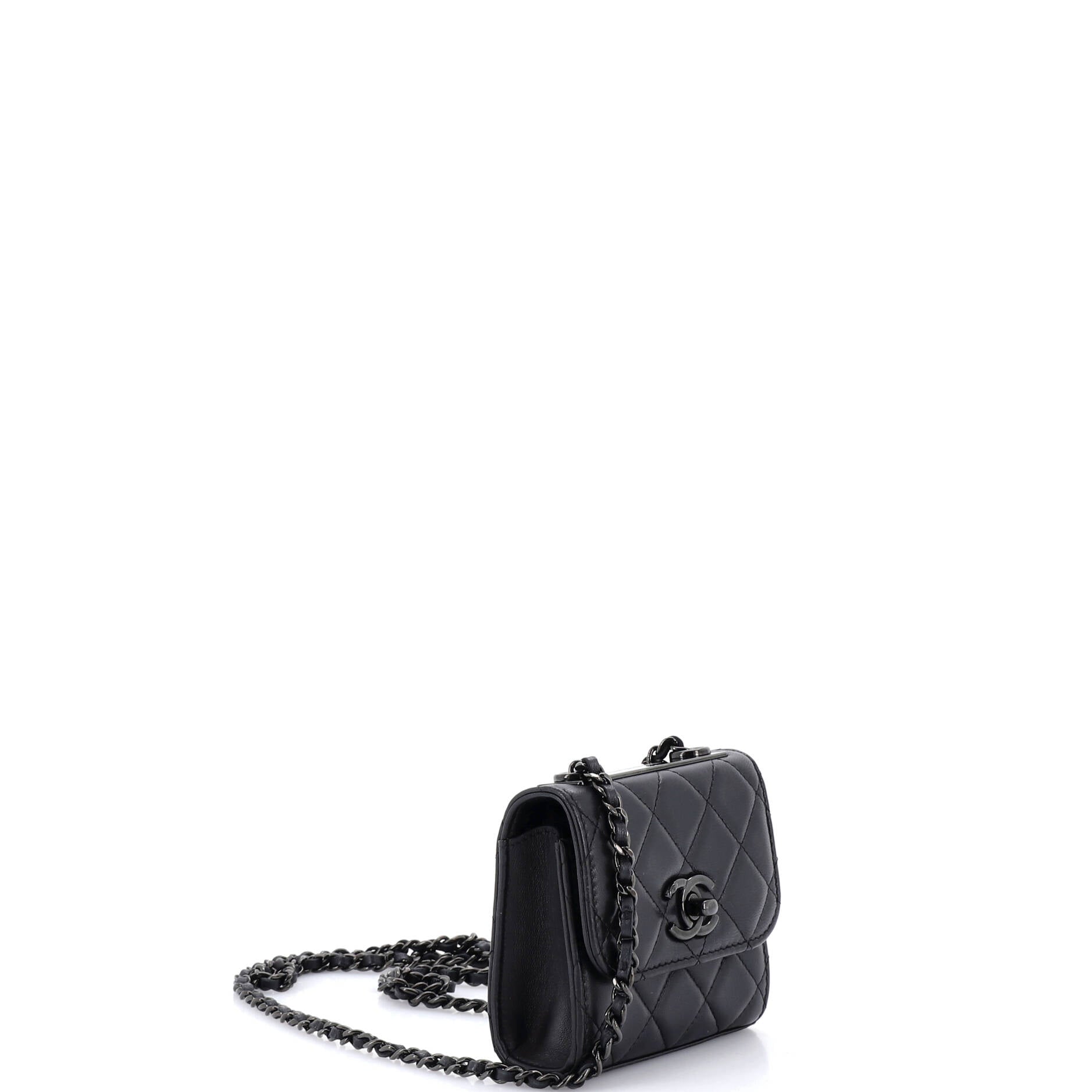 So Black Trendy CC Clutch with Chain Quilted Lambskin Small