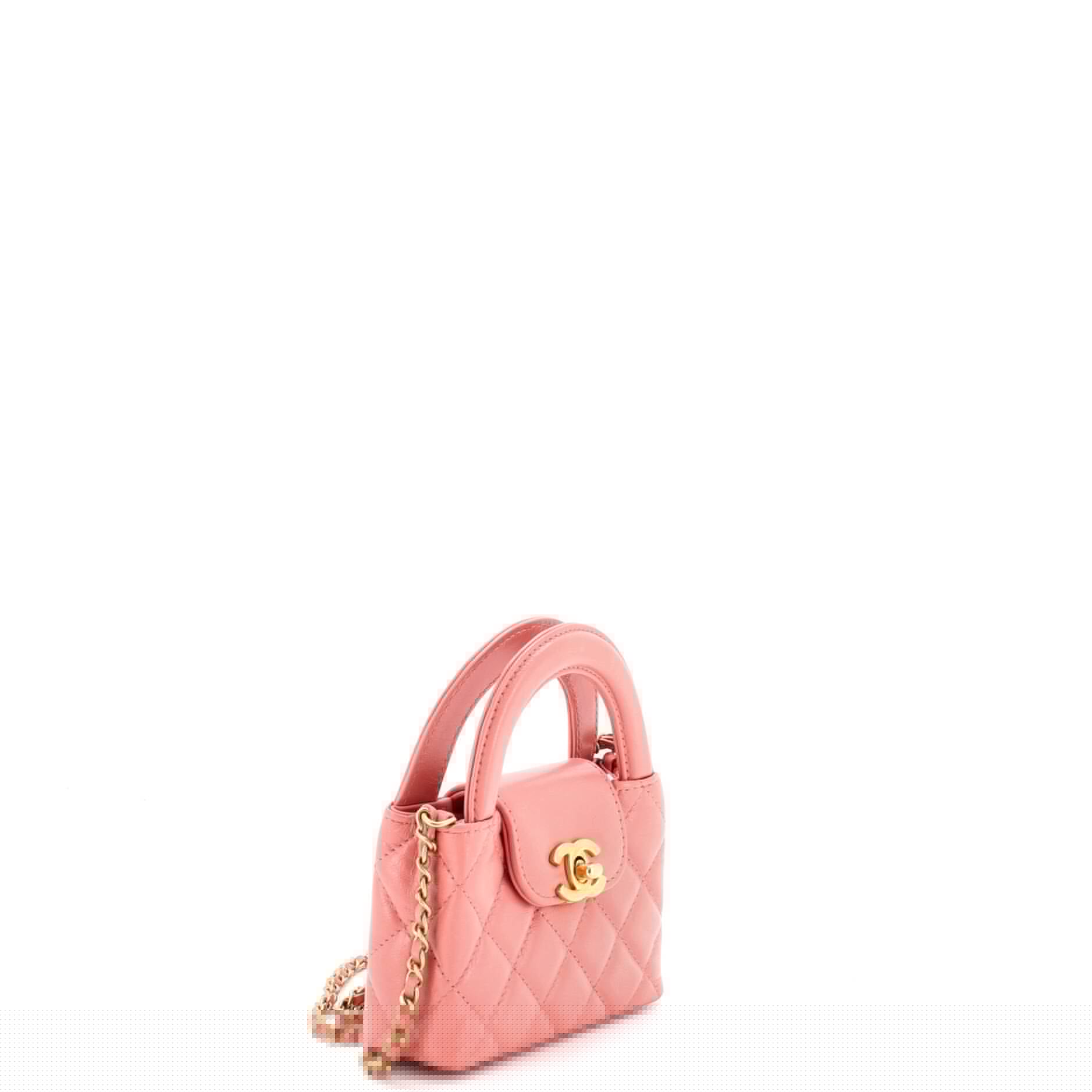 Kelly Top Handle Shopping Bag Quilted Shiny Aged Calfskin Nano