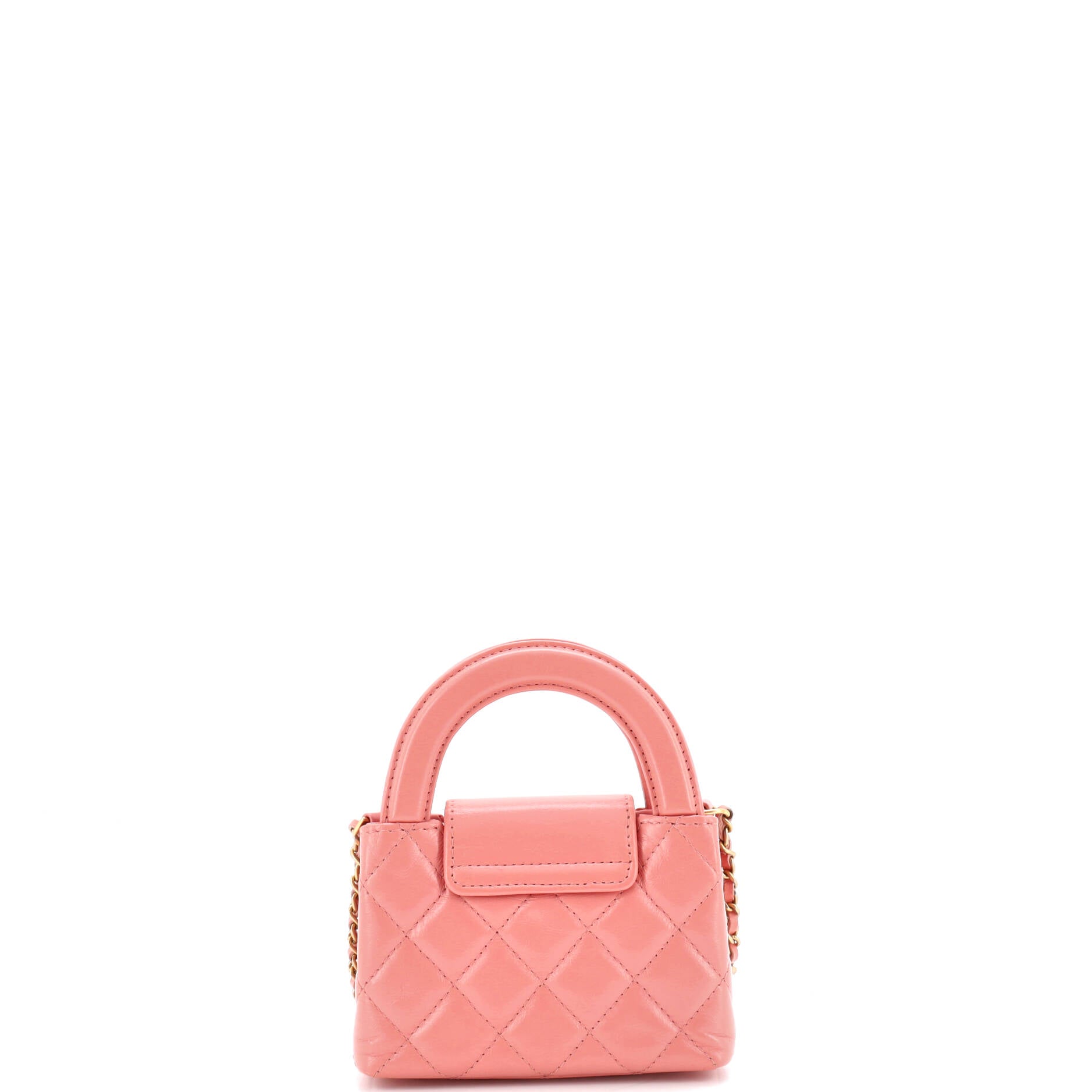 Kelly Top Handle Shopping Bag Quilted Shiny Aged Calfskin Nano