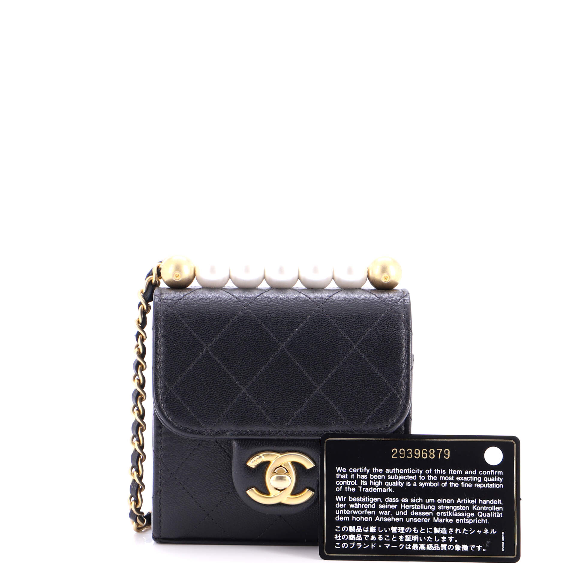 Chic Pearls Flap Clutch with Chain Quilted Goatskin Mini
