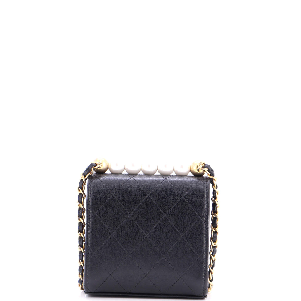 Chic Pearls Flap Clutch with Chain Quilted Goatskin Mini