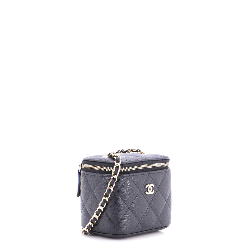 Classic Vanity Case with Chain Quilted Caviar Mini