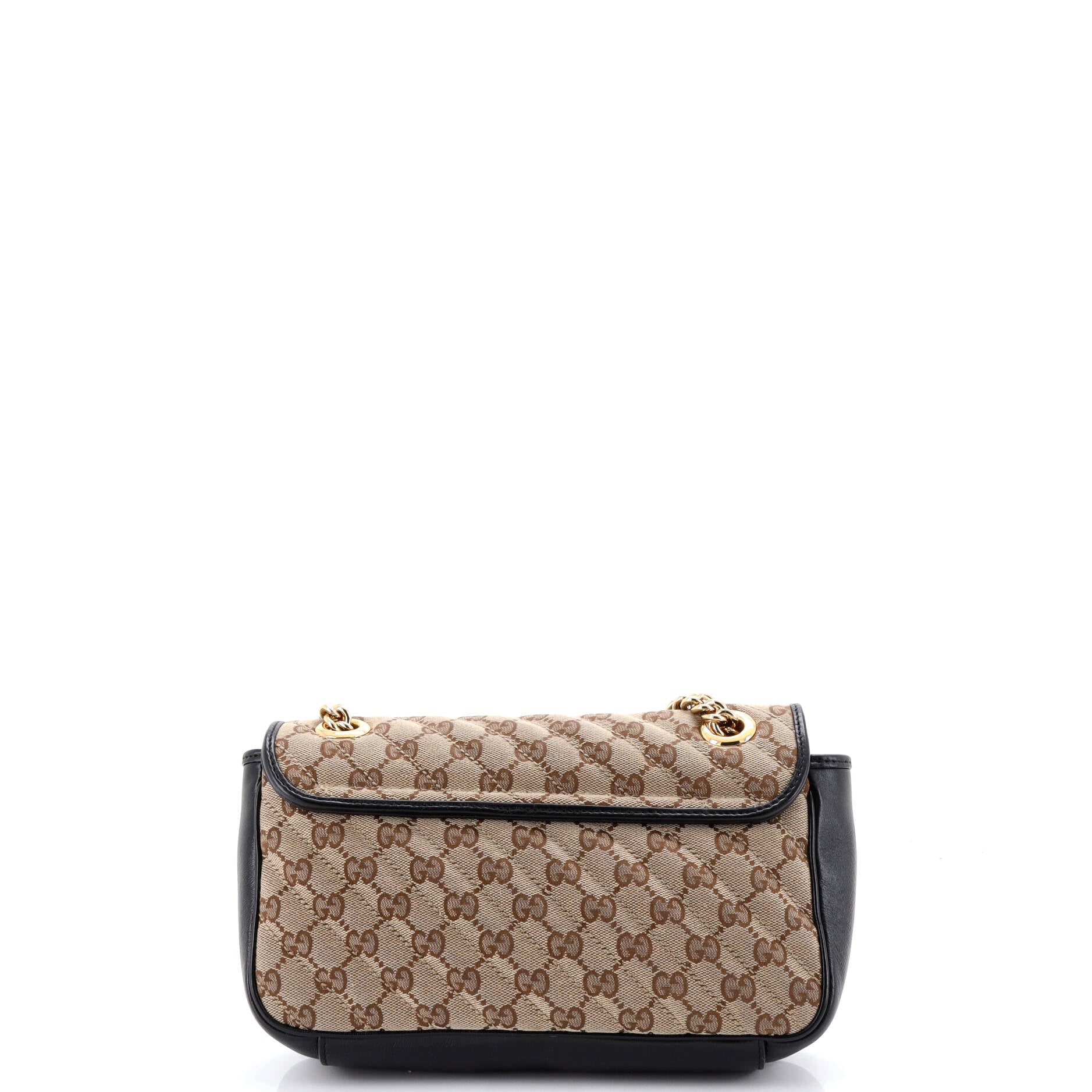 GG Marmont Flap Bag Diagonal Quilted GG Canvas with Leather Small