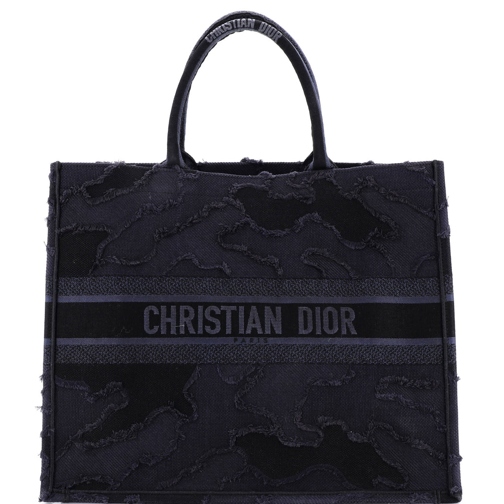Book Tote Camouflage Embroidered Canvas Large