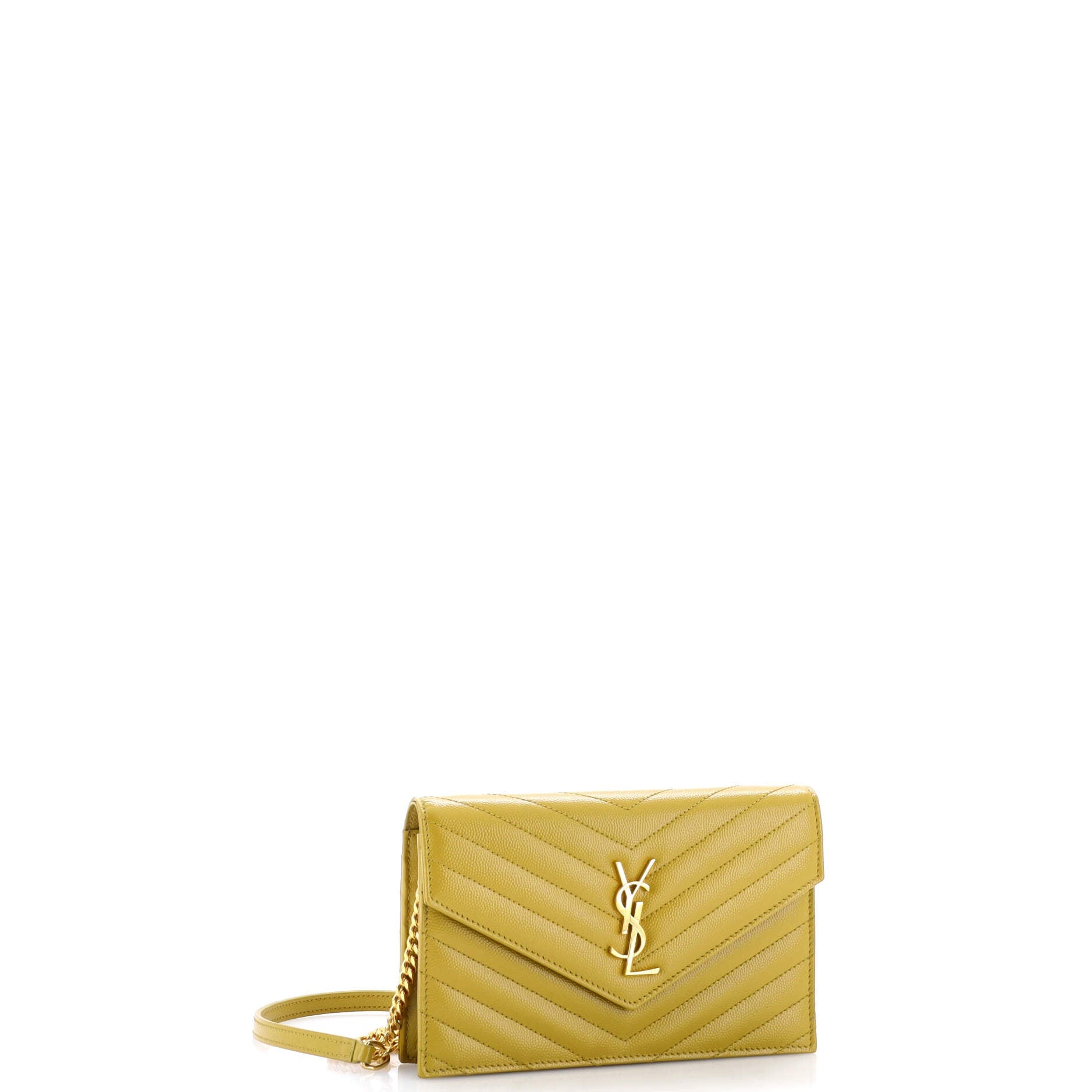 Classic Monogram Wallet on Chain Matelasse Chevron Leather Small