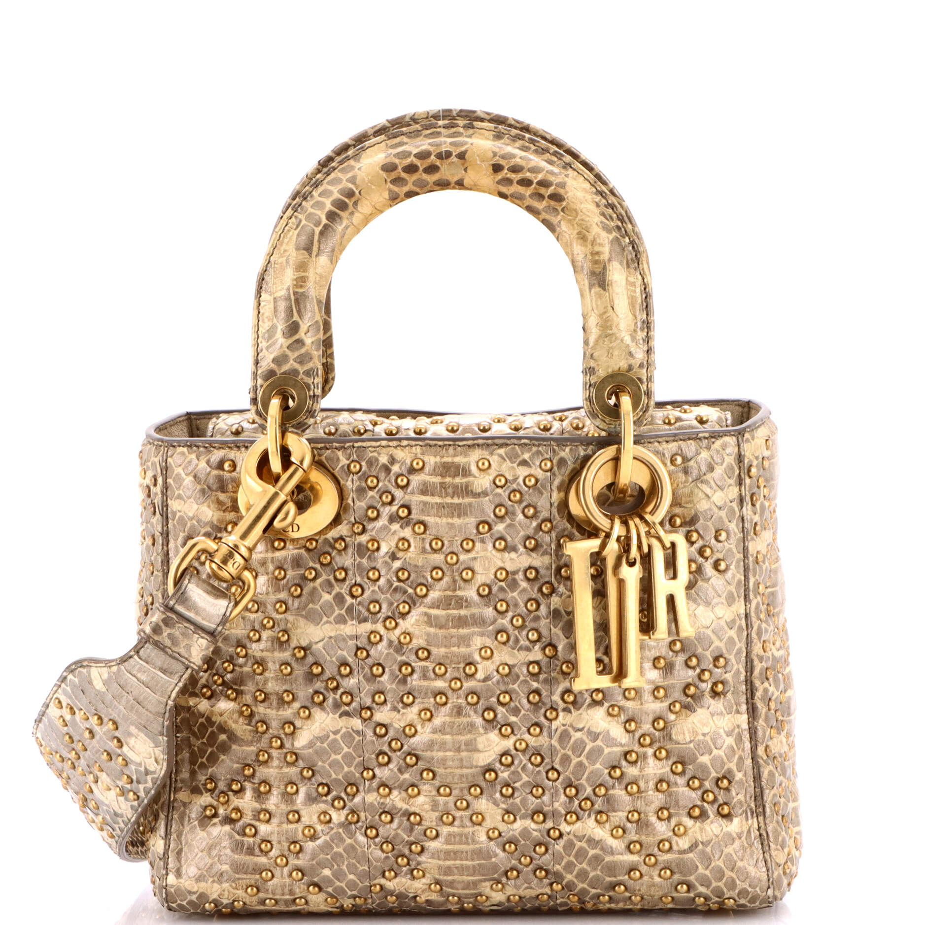 Supple Lady Dior Bag Cannage Studded Python Small