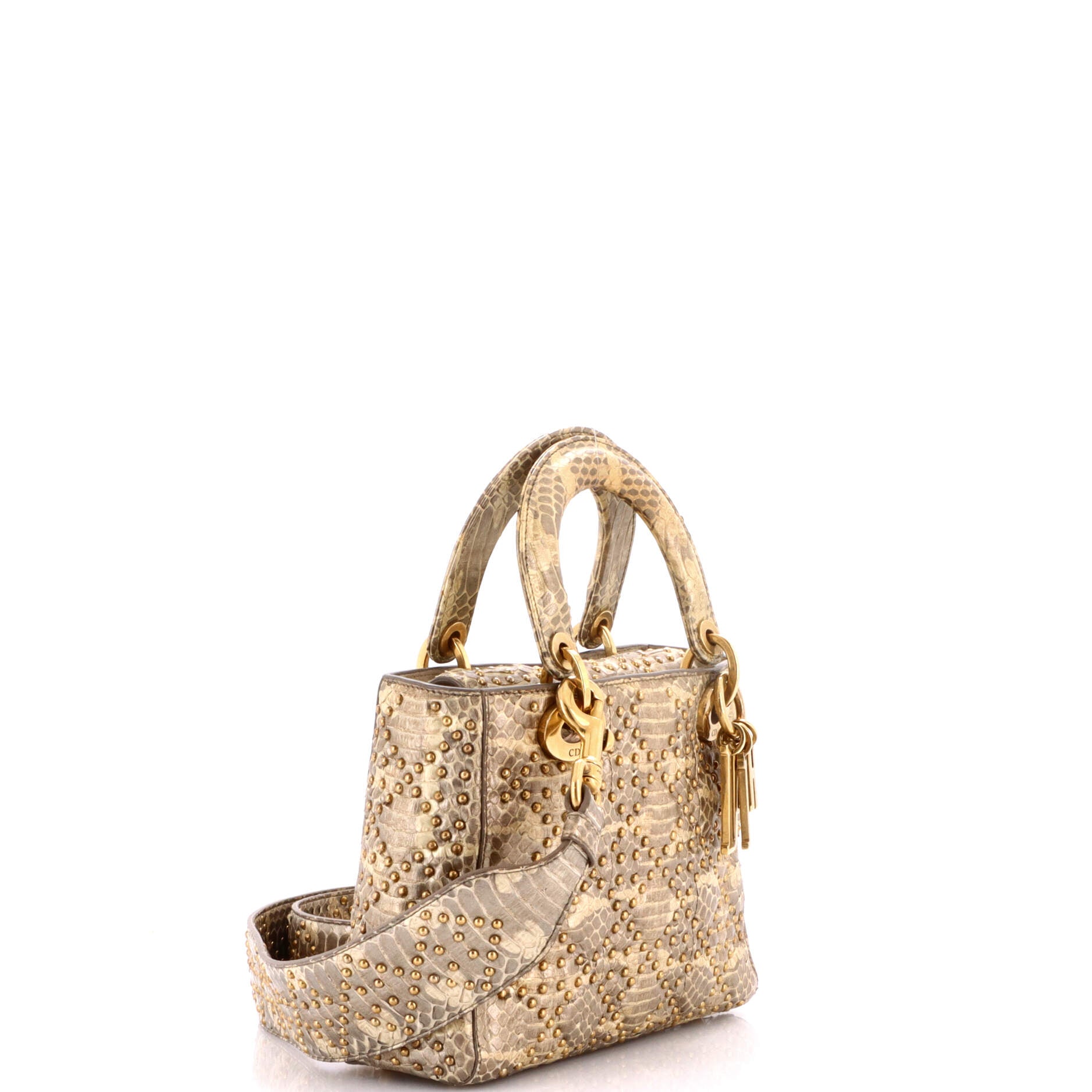 Supple Lady Dior Bag Cannage Studded Python Small