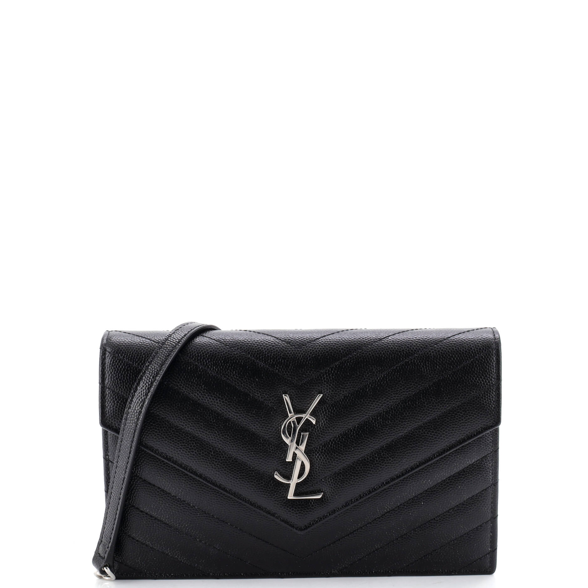 Classic Monogram Wallet on Chain Matelasse Chevron Leather Small