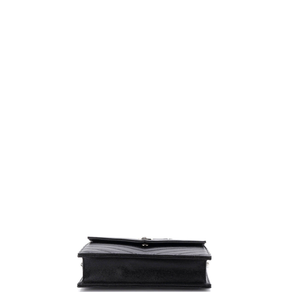 Classic Monogram Wallet on Chain Matelasse Chevron Leather Small