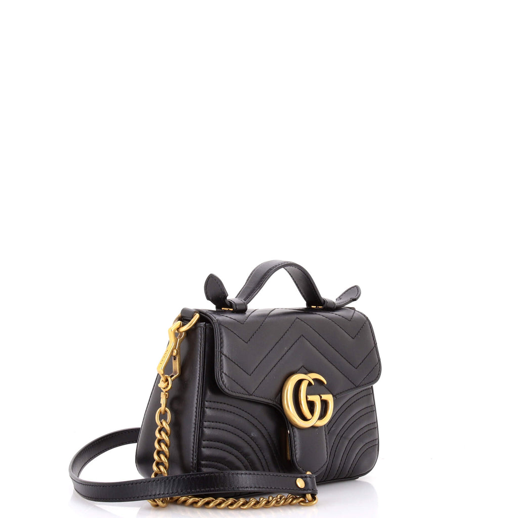 GG Marmont Top Handle Flap Bag Matelasse Leather Mini
