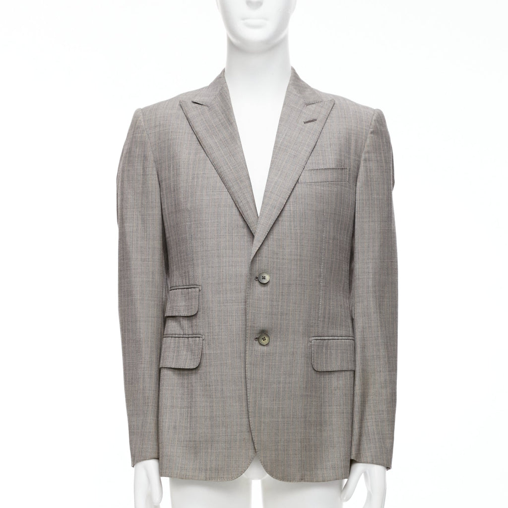 Men's Gucci Wool Checkered Pocketed Boxy Long Sleeve Blazer