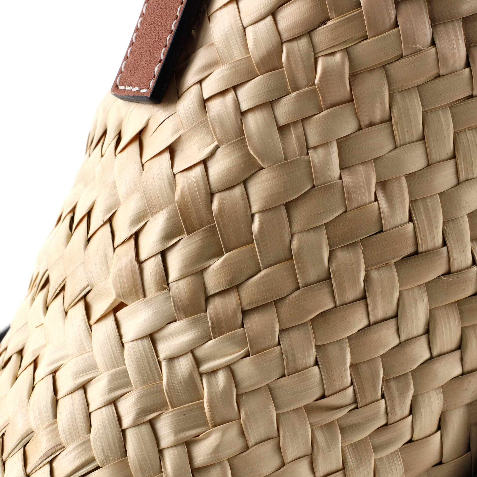 Drawstring Bucket Crossbody Bag Raffia and Leather