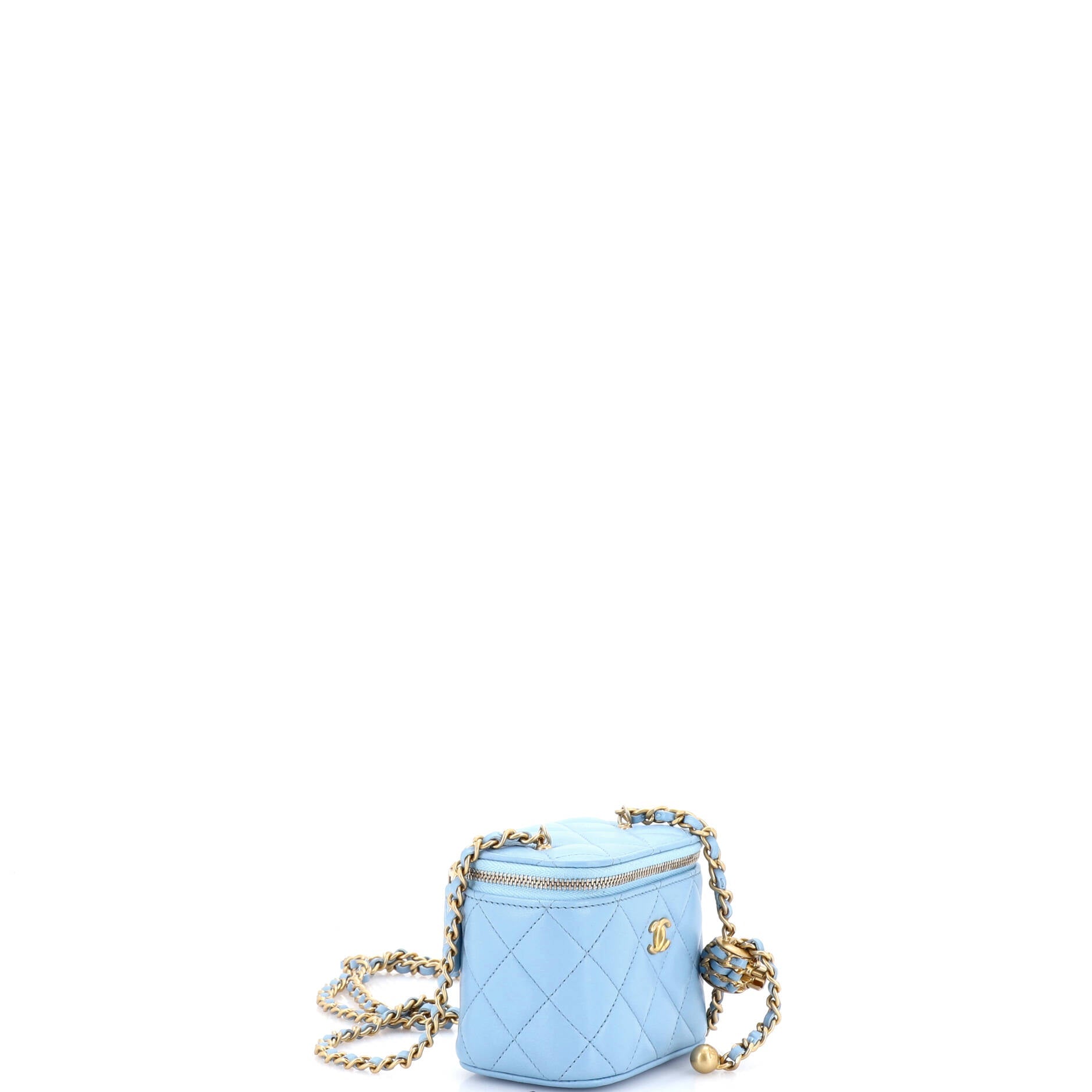 Pearl Crush Vanity Case with Chain Quilted Lambskin Mini