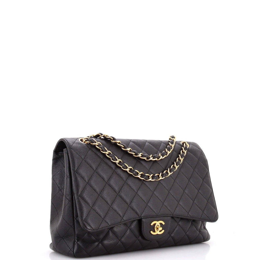 Classic Single Flap Bag Quilted Caviar Maxi