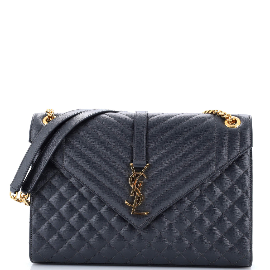 Classic Monogram Envelope Satchel Mixed Matelasse Leather Large