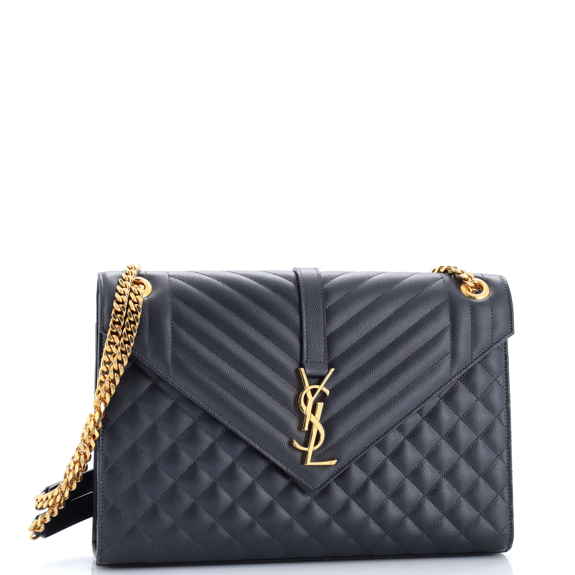 Classic Monogram Envelope Satchel Mixed Matelasse Leather Large