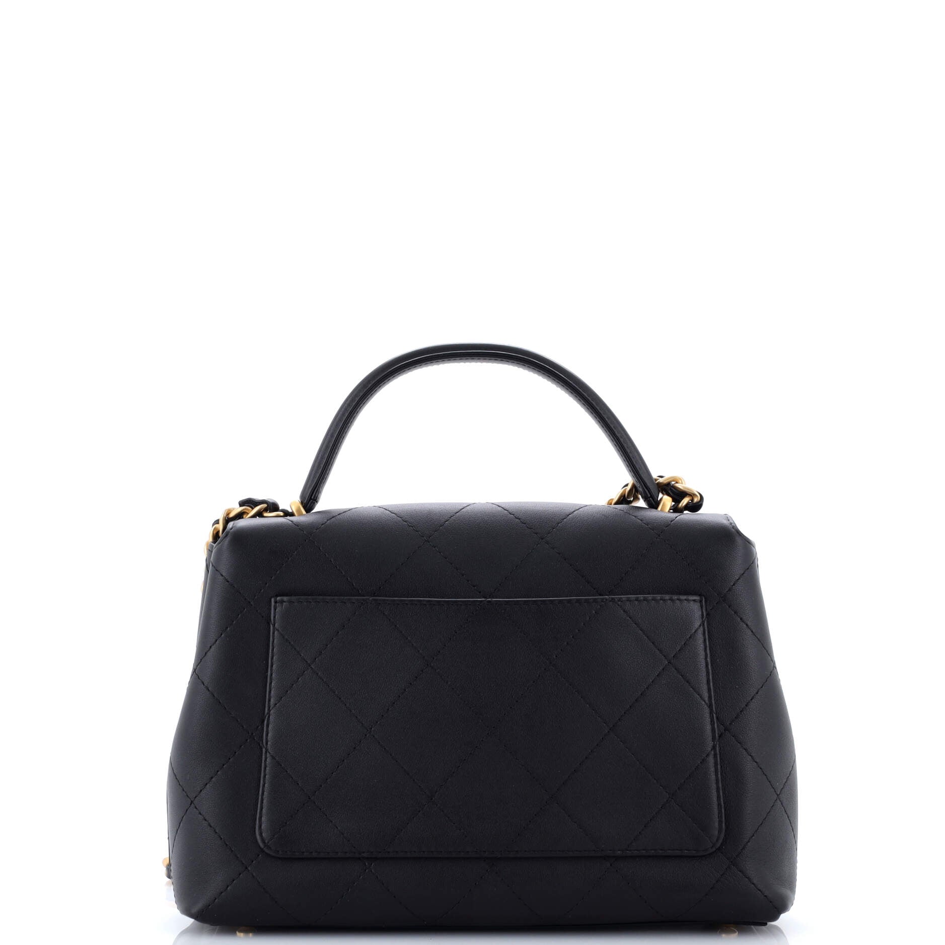 CC Top Handle Flap Bag Quilted Calfskin Large