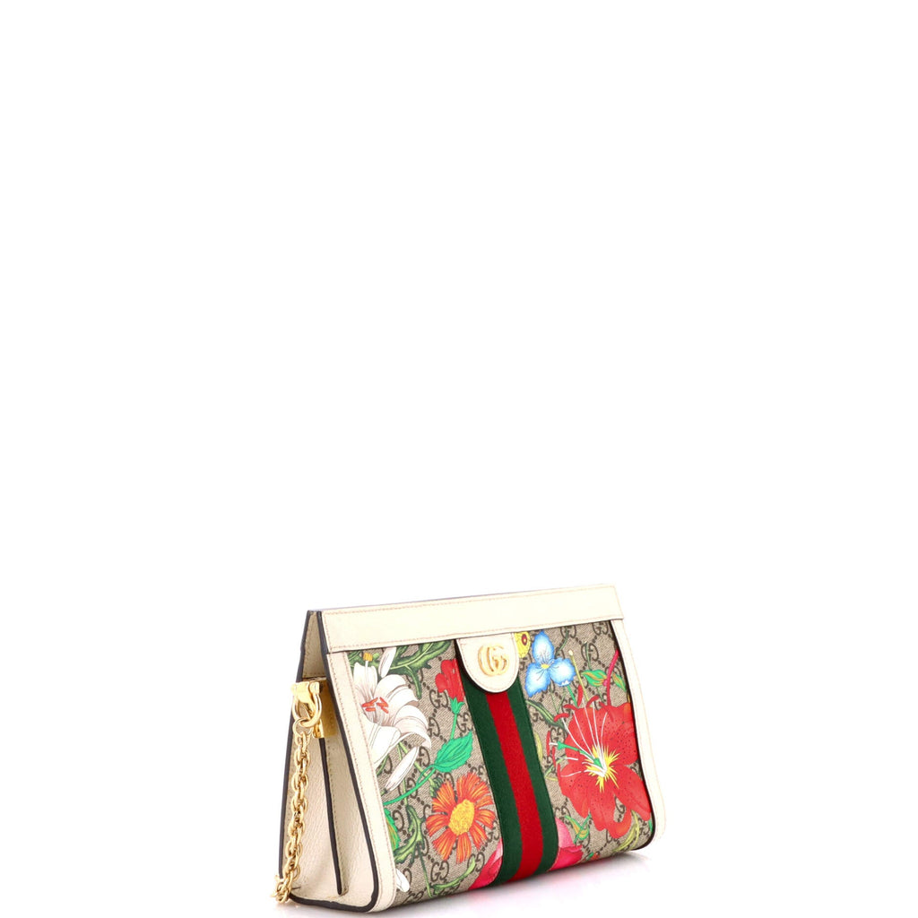 Ophidia Chain Shoulder Bag Flora GG Coated Canvas Small