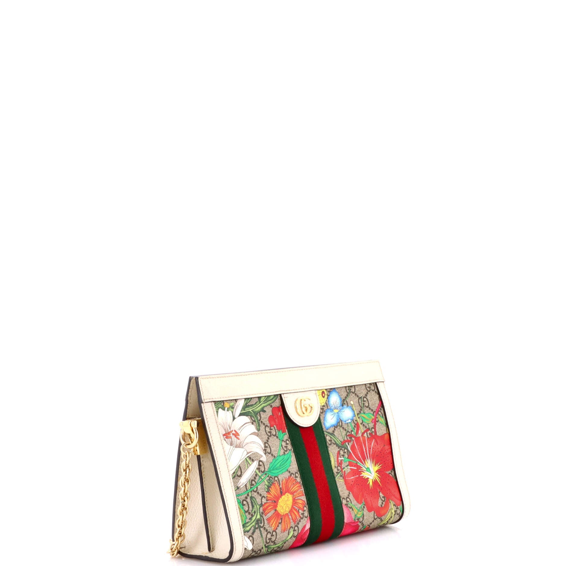 Ophidia Chain Shoulder Bag Flora GG Coated Canvas Small
