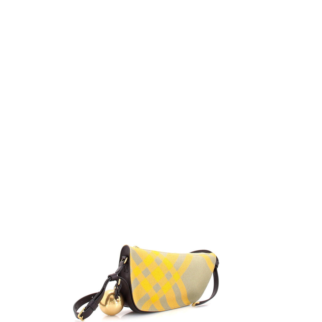 Shield Sling Shoulder Bag Check Canvas and Leather Mini