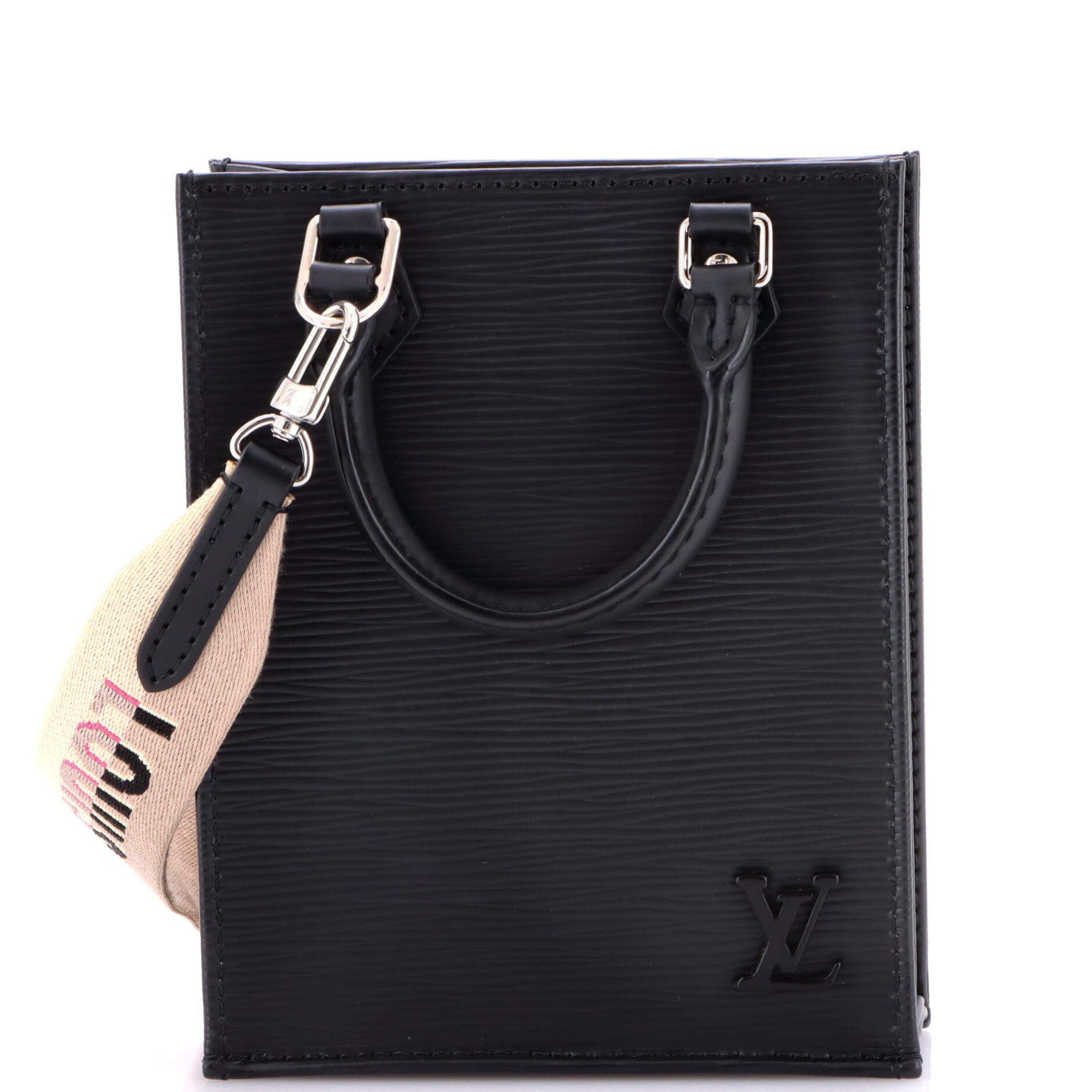 Petit Sac Plat Bag Epi Leather with Logo Jacquard Strap