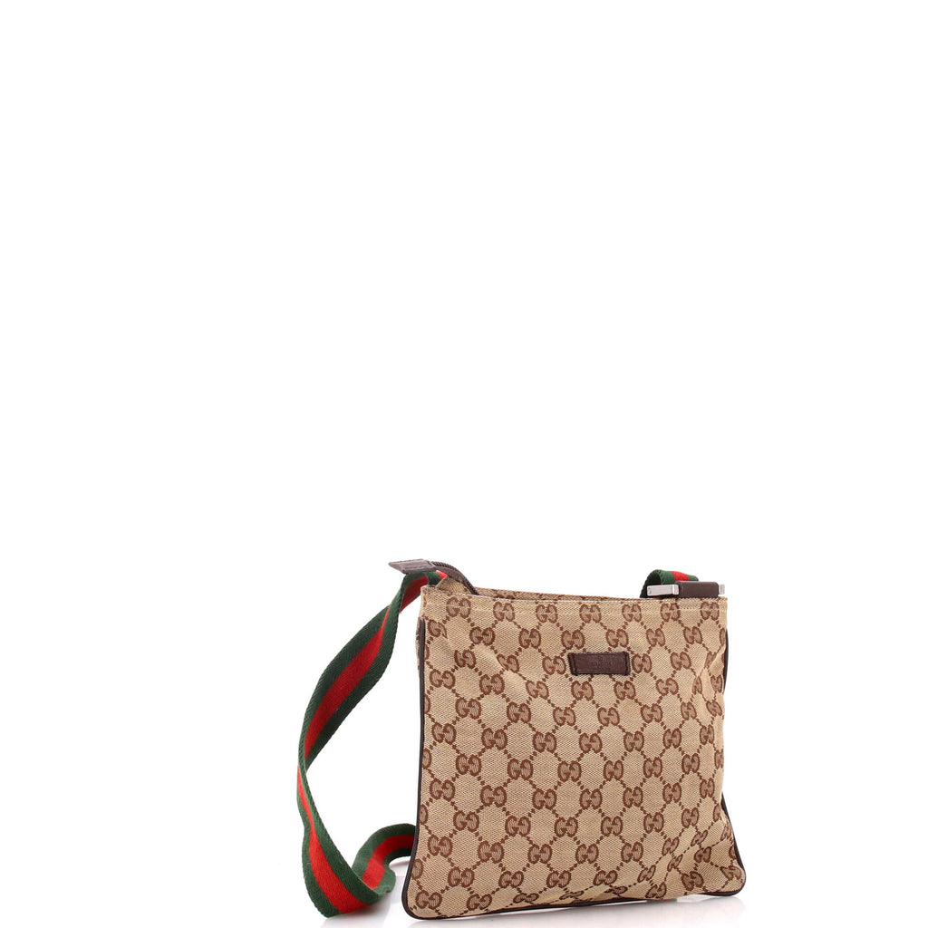 Web Strap Zip Messenger Bag GG Canvas Small
