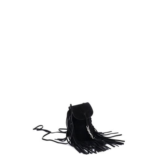 Anita Flat Fringe Crossbody Bag Suede Mini