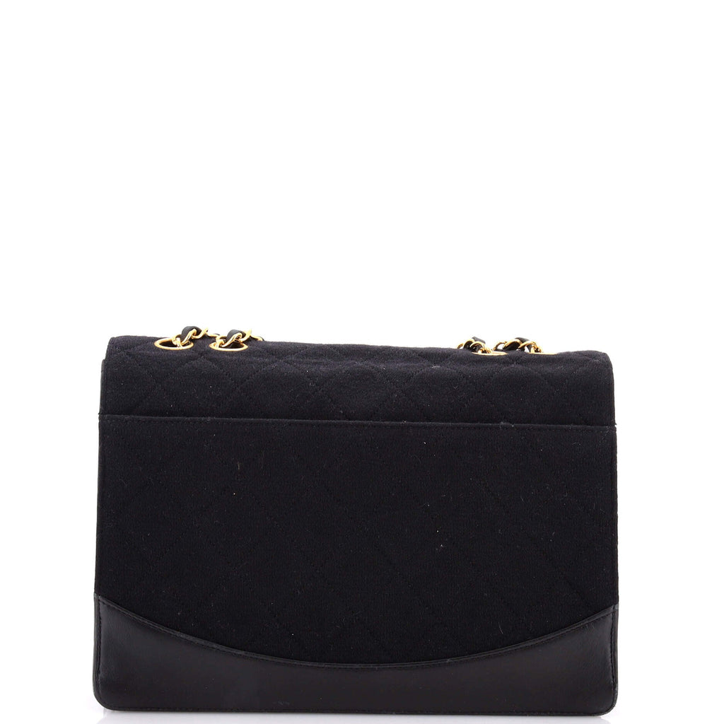 Vintage Mademoiselle Lock Flap Bag Quilted Jersey and Leather Medium