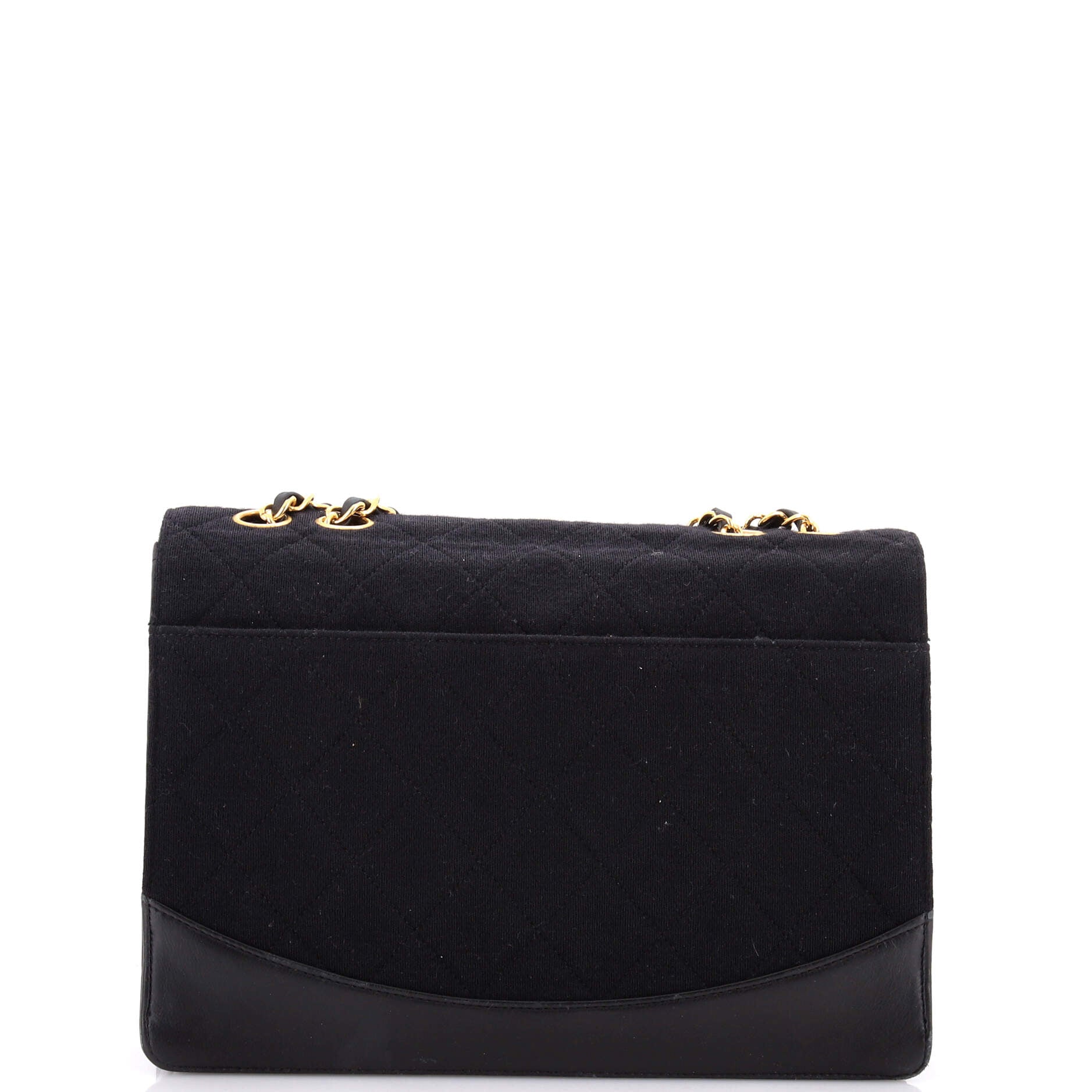 Vintage Mademoiselle Lock Flap Bag Quilted Jersey and Leather Medium