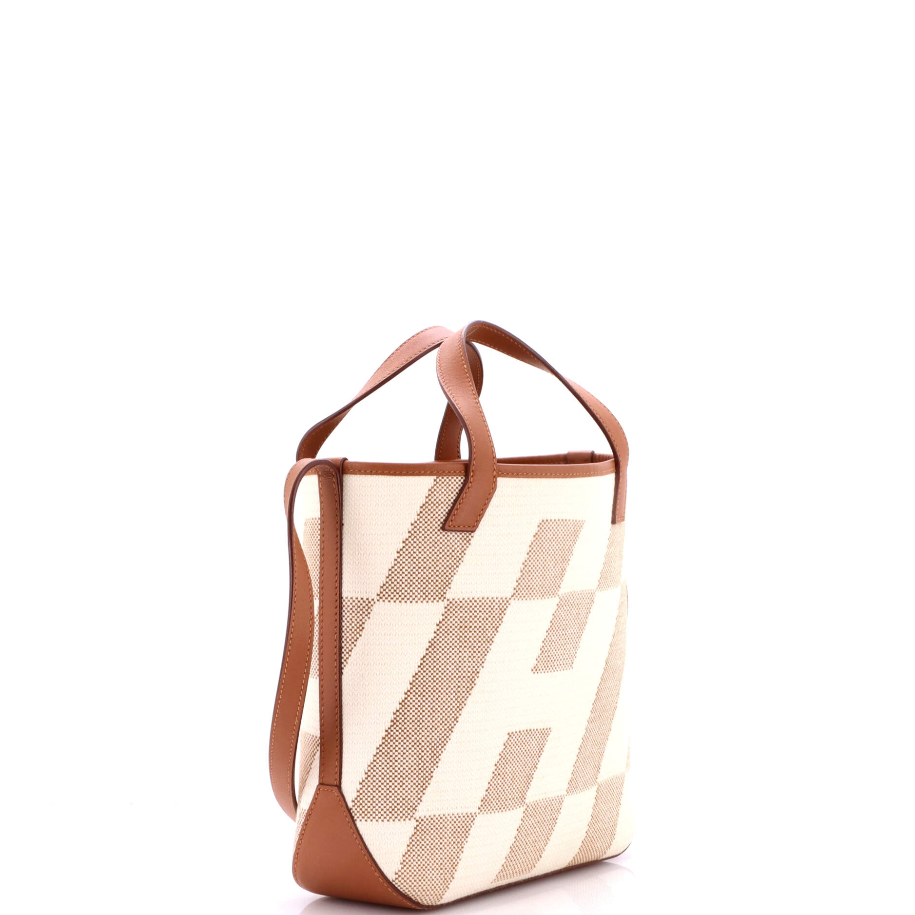 Cabas H en Biais Tote Canvas with Leather 27