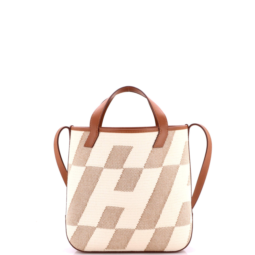 Cabas H en Biais Tote Canvas with Leather 27