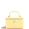 Classic Top Handle Vanity Case with Chain Quilted Lambskin Small