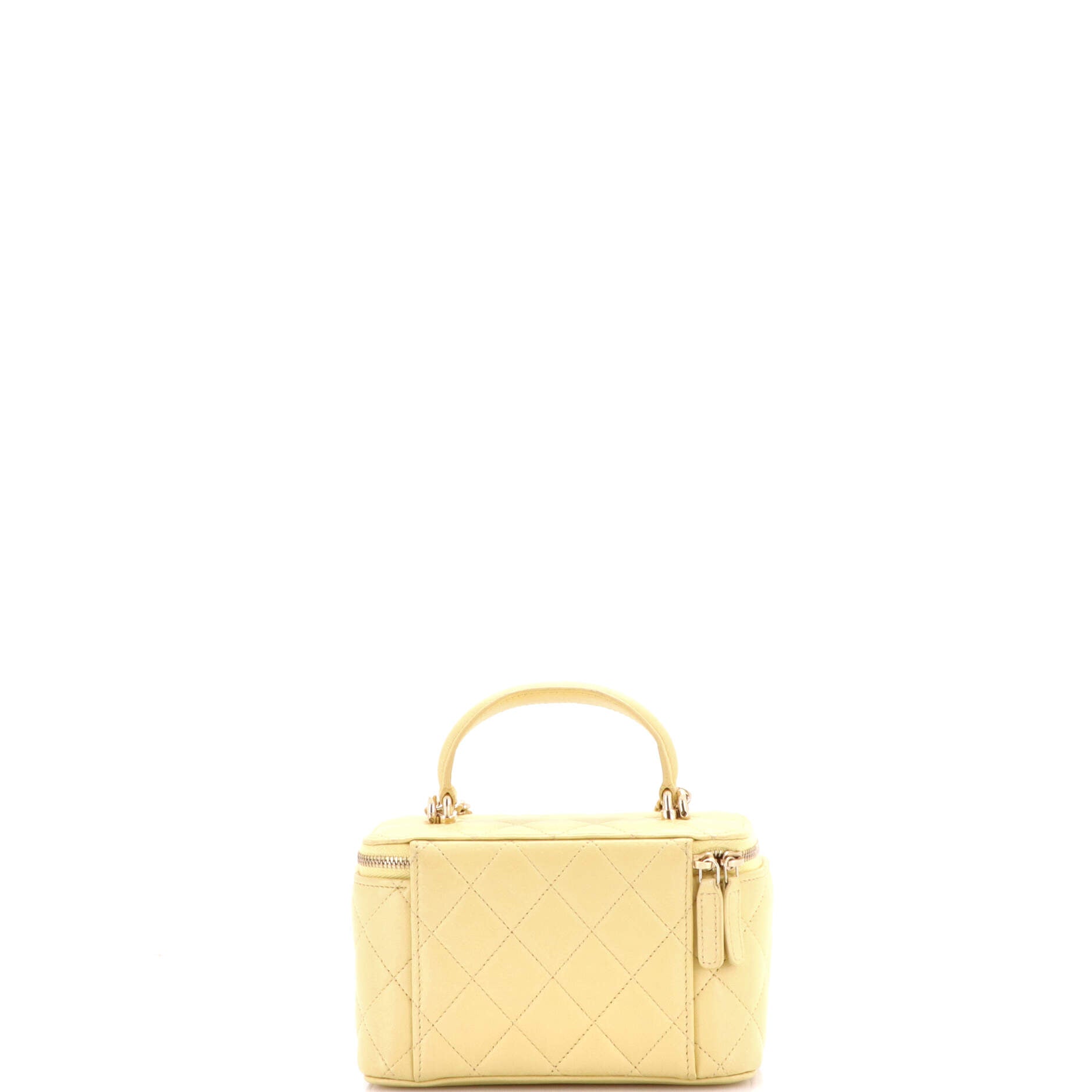 Classic Top Handle Vanity Case with Chain Quilted Lambskin Small